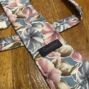 Oscar de la Renta Floral Silk Tie in Pink, Blue, and Cream